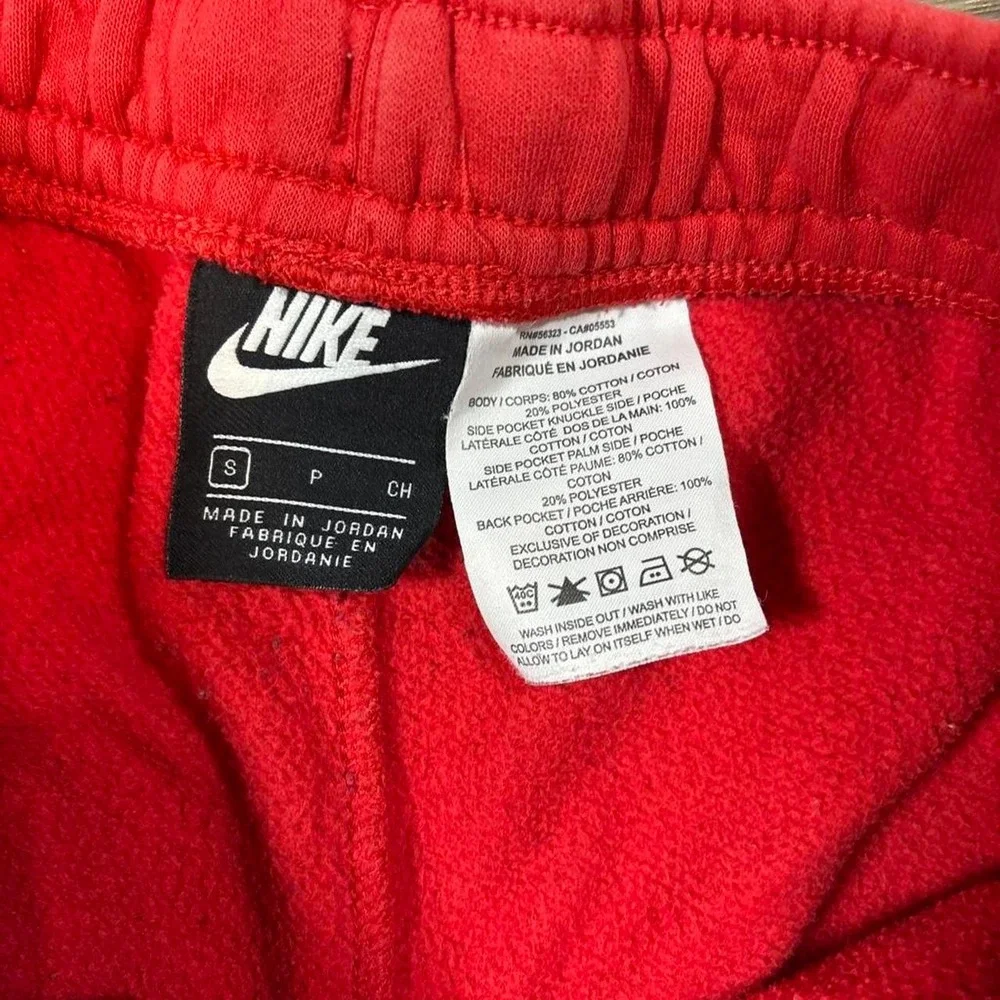 Nike red cotton & polyester shorts with white swoosh